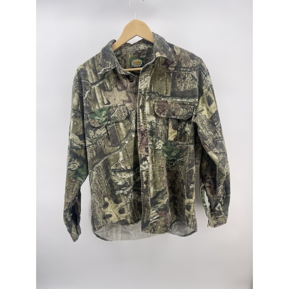 Cabelas Mens Button Up Shirt Sz Medium Hunting Camouflage Long Sleeve‎